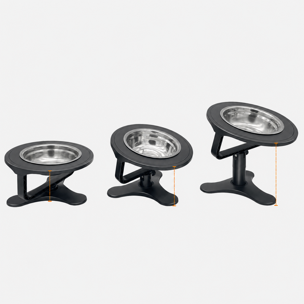 Adjustable Elevated Stainless Steel Pet Bowl Stand Set