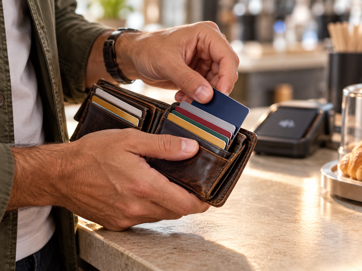 Sorting cards from a crowded traditional wallet